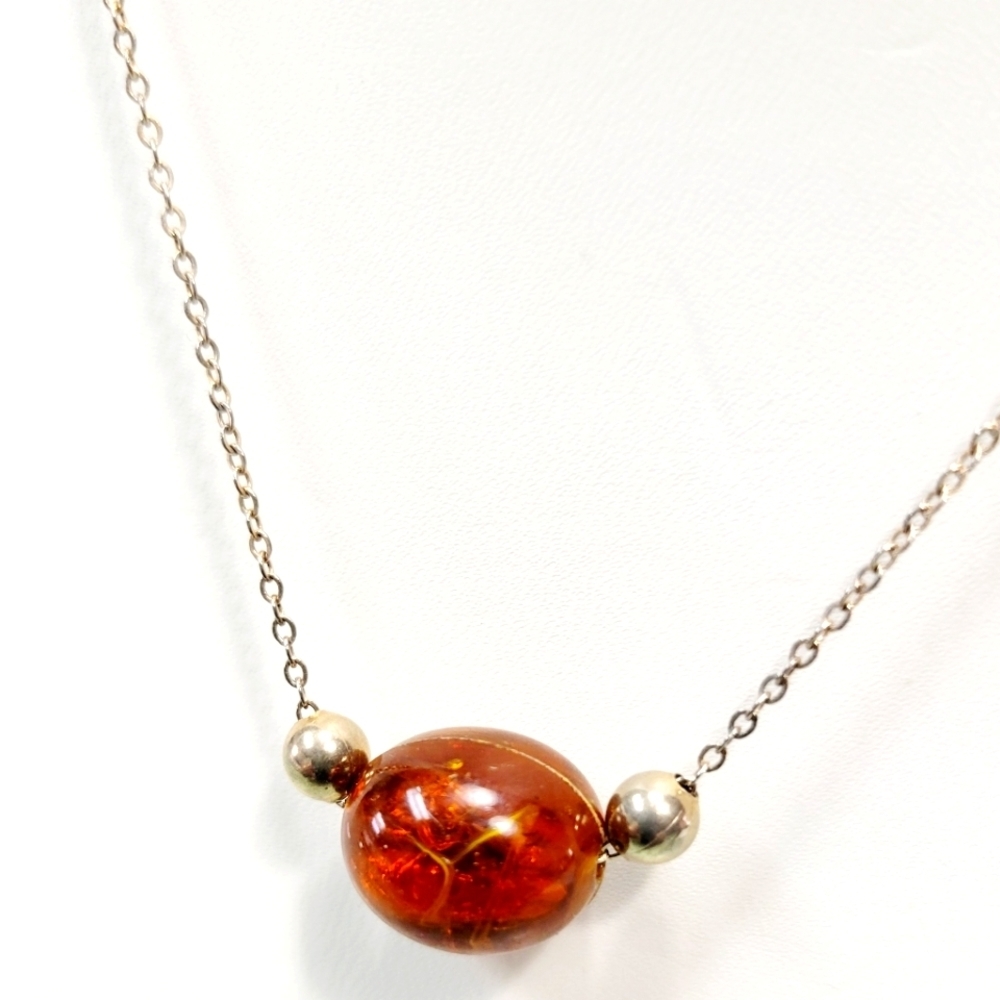 Sarah Coventry necklace w/rust bead and 2 gold accent beads